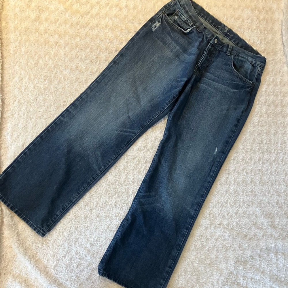 7 for all mankind Men's Dark Blue Relaxed Fit Jeans